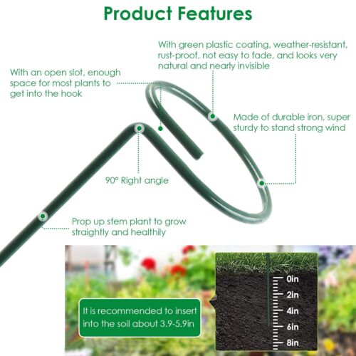 5 pcs Plant Support Stakes Garden Flower Veg Single Stem Support Stake 16" - Picture 4 of 7