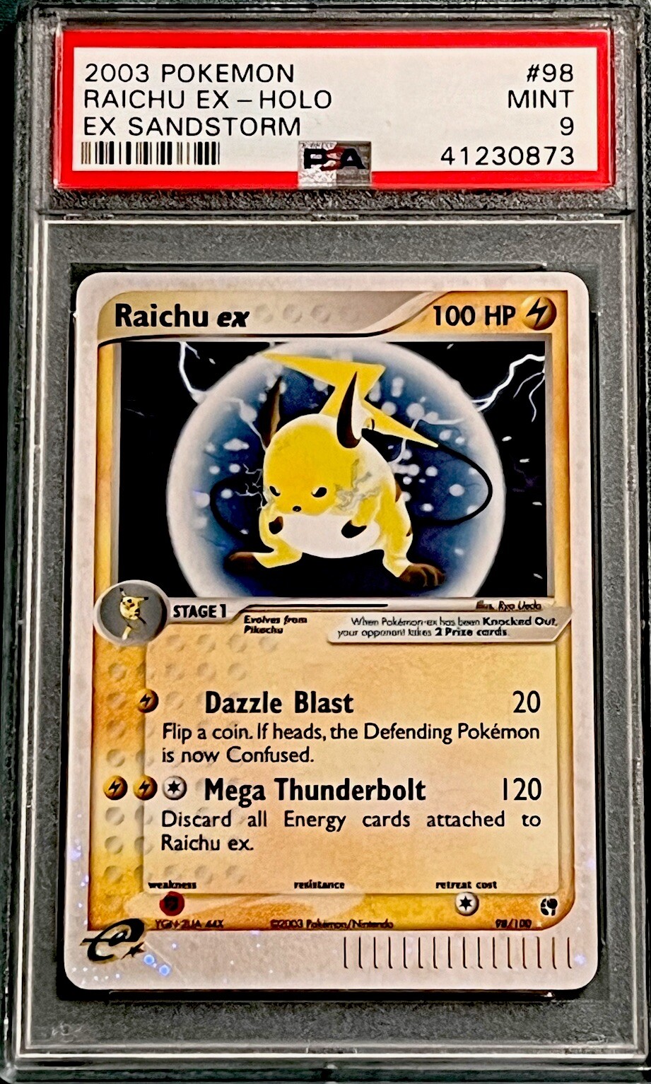 Raichu EX 98/100 Sandstorm Holo PSA 9 2003 Pokemon Pop 398