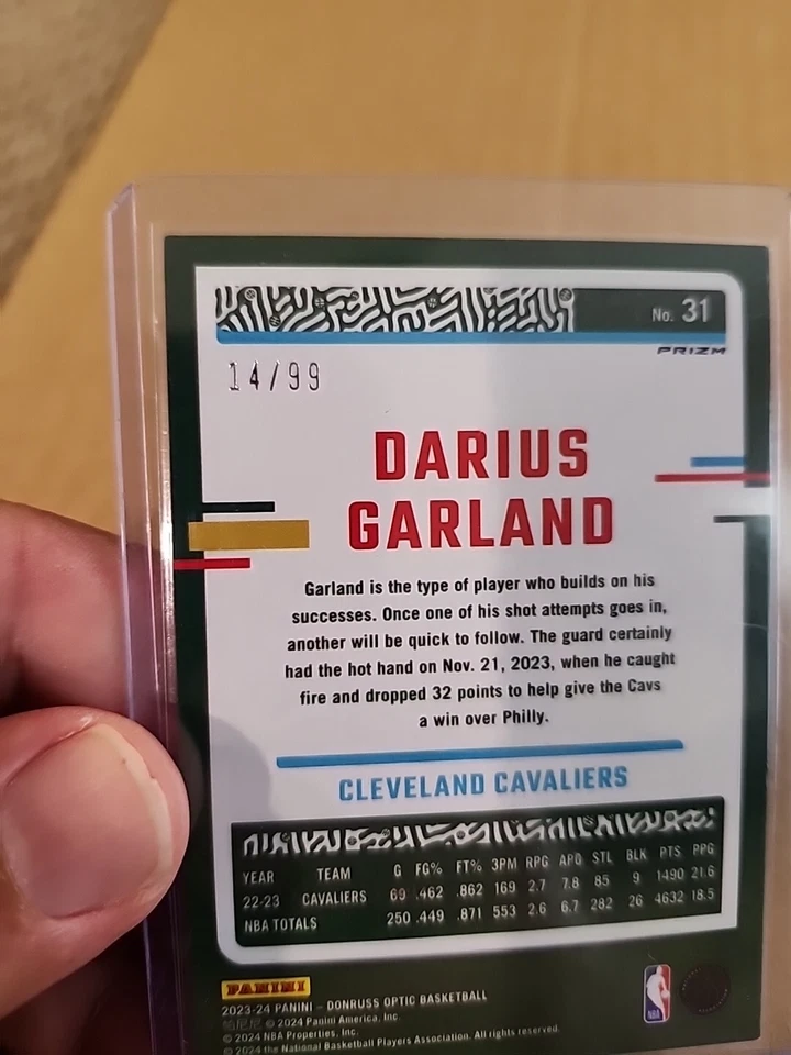 2023-24 optic Darius Garland Gold Red Glitter #/99 Cleveland Cavs - Image 4 of 4