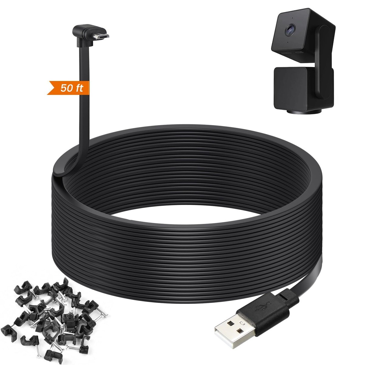 50ft Power Cord Compatible with Wyze Cam Pan v3 Security Camera
