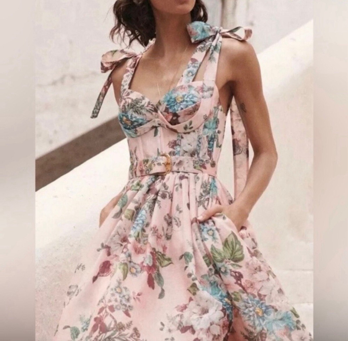 New Zimmermann Matchmaker Pink Floral Silk Linen Tie Midi Dress Size AU0 XS | eBay New Zimmermann Matchmaker Pink Floral Silk Linen Tie Midi Dress Size AU0 XS | eBay