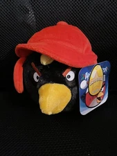 Angry Birds Bomb Black Bird w/ Red Cap Plush Limited Edition. 5” - NO SOUND NWT
