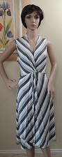 NWT Genuine CIELO stretchy marengo white/gray striped twisted front dress, 3X