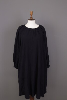 BARENA Venezia Black Wool Lagenlook Long Sleeve Midi Dress Size 42