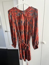 Anthropologie Dress by Tiny New With Tags MEDIUM Bronze Navy ￼Red Argyle Diamond