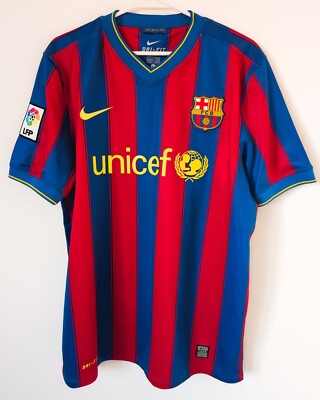 FC BARCELONA 2009-2010 HOME JERSEY SHIRT KIT ORIGINAL LARGE 343808-496 MINT