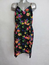 New Women's Asos Viscose Floral Buttoned Dress Size 14 asymmetric hem