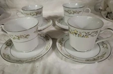Lot of 4 International Silver Springtime Fine China 326 Cup & Saucer Sets Of 4.