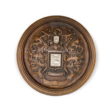 Armoiries Sorenson médiéval aspect bois écusson fibre de verre diamètre 18" Mancave