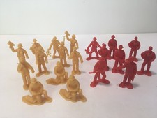 Plastic Firefighter 2" Toy Figures Lot of 19 Red Yellow Firemen
