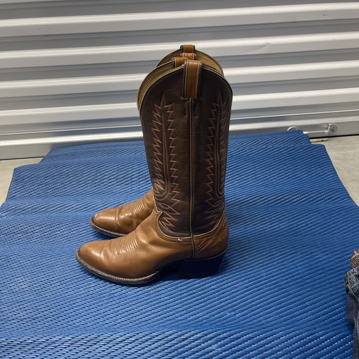TONY LAMA BROWN COWHIDE LEATHER ROUND TOE COWBOY WORK BOOTS Men's TONY LAMA BROWN COWHIDE LEATHER ROUND TOE COWBOY WORK BOOTS Men's