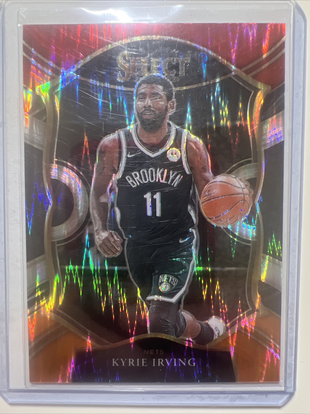 2020-21 Panini Select Kyrie Irving #42 Red White Orange Flash Nets