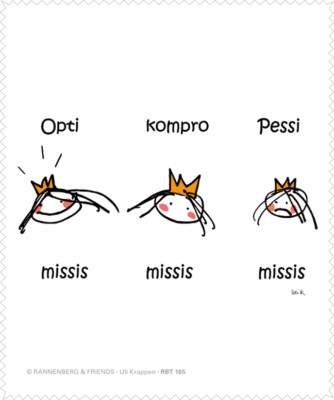 Brillenputztuch / Microfasertuch Rannenberg & Friends ''Opti-Pessi-Kompro Missis''