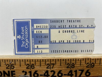 1980 Shubert Theatre A Chorus Line Ticket Stub Broadway NYC