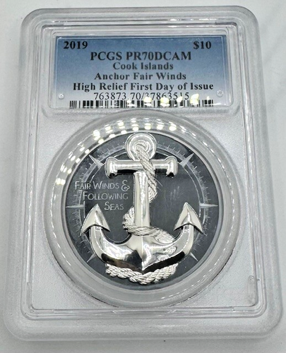 2019 COOK ISLANDS 2 Oz SILBER ANKER HIGH RELIEF MÜNZE PCGS PR70 DCAM ~ FDOI