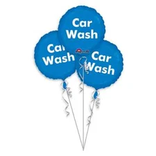 Anagram "CAR WASH"  Advertising 3PACK- 18 inch Foil Balloons Fundraising - NEW