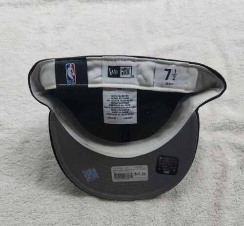 BROOKLYN NETS|New Era 59Fifty NBA Bred|Black/Red/White Colorway|Size 7 1/2 - Picture 3 of 4