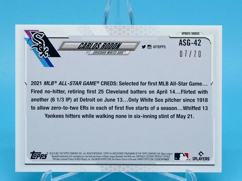 Carlos RODON 2021 Topps Update All-Star Platinum Anniversary SP #/70 - Image 3 of 3