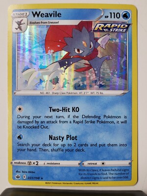 pokemon card value chilling reign TCG Sword & Shield Booster Pack (10 cards) Stage 1 HOLO Weavile 031/198 - NM