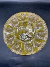 Lucite Acrylic Deviled Egg Plate With Beach Sand Seashells Star Fish 8.5 in 