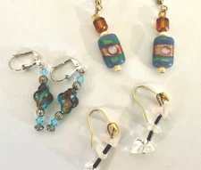 New 3 Pair Beautiful Handmade Glass Bead Dangle Earrings - Multicolor & Design