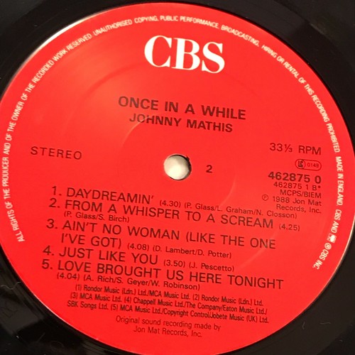 JOHNNY MATHIS Once In A While 1988 UK Vinyl LP From A Whisper To A Scream - Picture 4 of 4