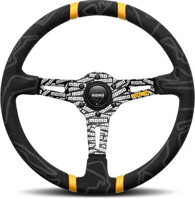 MOMO Ultra Steering Wheel Tuning 350mm Black Leather 90mm Laser Engraved Logo
