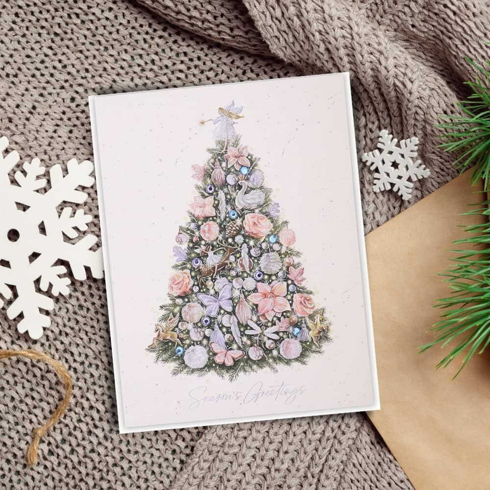 Clintons Luxury Pretty Tree Christmas Cards, Pack Of 8, 1 Design, 152