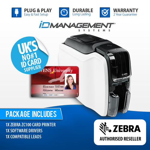 Zebra ZC100 de una sola cara impresora de tarjetas de identificación *  entrega UK LIBRE | eBay