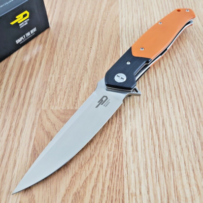 Bestech Knives Swordfish Folding Knife 4'' D2 Tool Steel Blade Orange G10 Handle