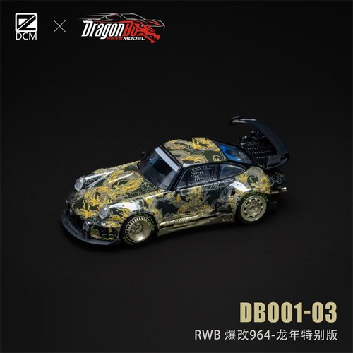 Modelo de coche fundido a presión D.BoModel x DCM 1:64 RWB964 #53 azul metal/edición dragón - Imagen 6 de 6