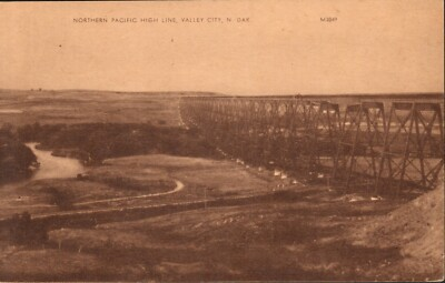 #ad Northern Pacific High Line Valley City North Dakota R.R. Train Track Postcard ND $9.95