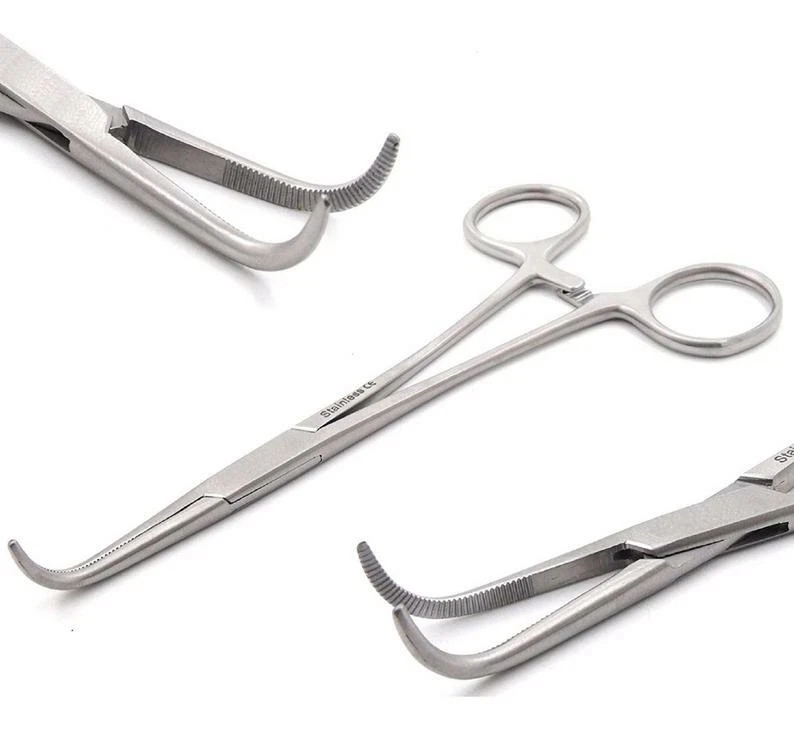 MIXTER Hemostatic Forceps 90 Degree Curved Surgical Veterinary Clamping Pliers