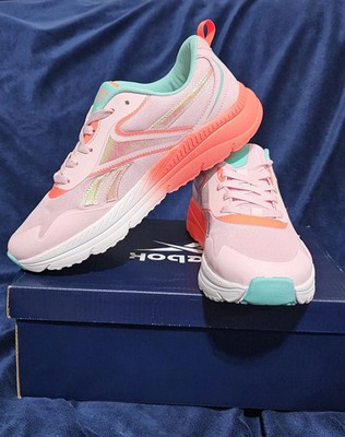 NEW Reebok Big Girls Youth Rush Sneakers Athletic Shoes, Pink / Orange, Size 7