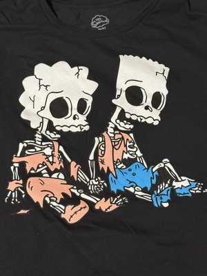 The Simpsons Bart & Lisa Skeleton Graphic T-Shirt Size X-Large
