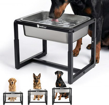 Veehoo 2.4 Gallon Elevated Large Dog Water Bowl, Raised Stainless Steel Water Bo