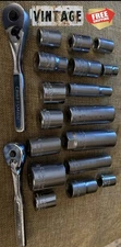 Vintage Lot of Craftsman Drive Socket Ratchet Wrench Set - 19 Pieces,Made in USA