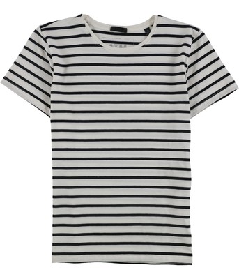 ATM Womens Striped Basic T-Shirt, White, Large