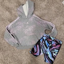 Adidas Girls Size Large Outfit Hoodie And Shorts