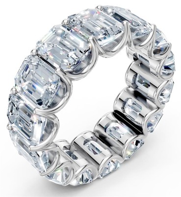 VS F 12Ct Lab Grown Emerald Diamond Eternity Anniversary Ring 14K White Gold