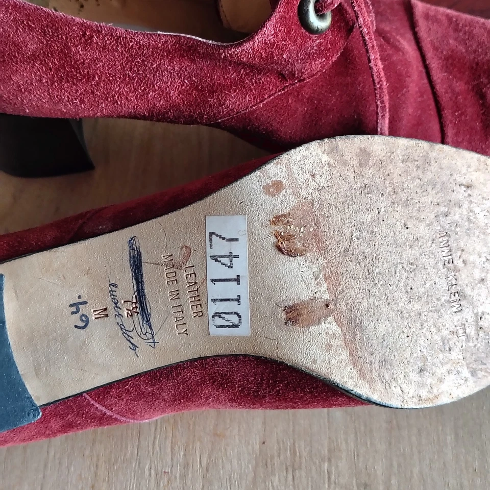 Sapato Mocassim Anne Klein Feminino Tamanho 7.5M Vermelho Moeda Bomba Pré-propriedade qp - Imagem 4 de 4