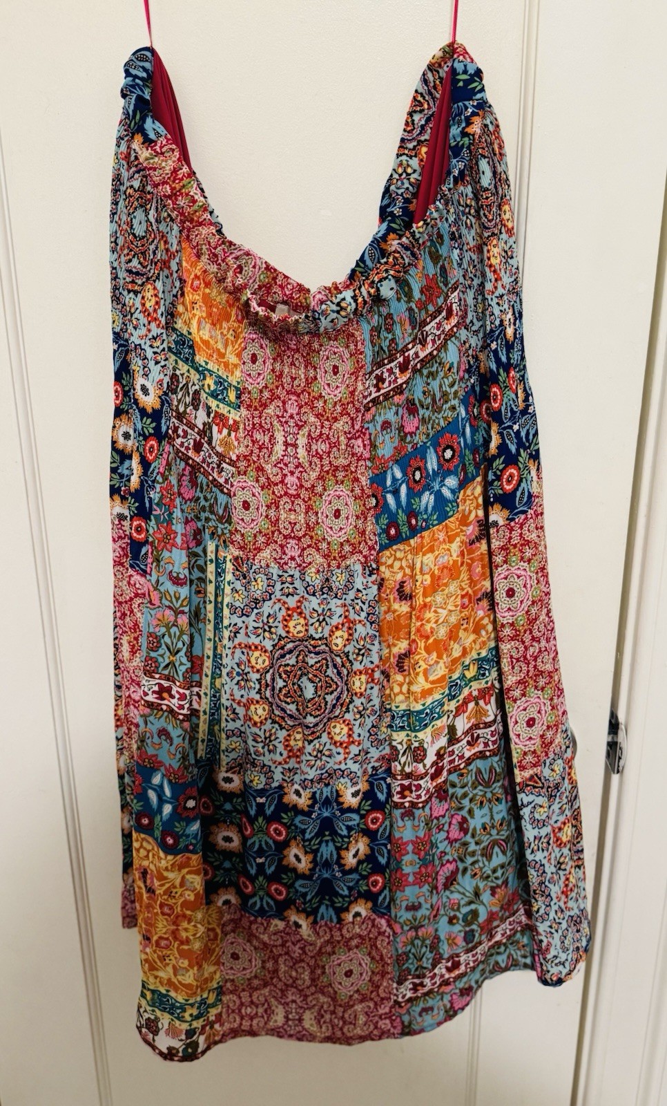 SUNNY LEIGH Skirt XL Patchwork Floral Paisley Boho Midi Peasant Colorful Pleated