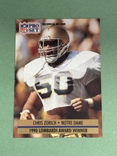 Chris Zorich Rookie 1991 Pro Set Notre Dame Fighting Irish #33 Z701