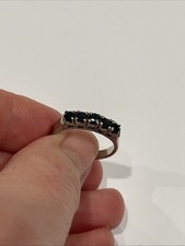 Sterling Silver Ring Band Blue Stones Size 7