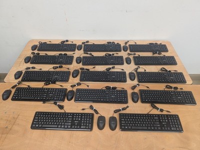 Set Of 14 Sets Of Amazon Basics Wired Computer Keyboard & Mouse, Black