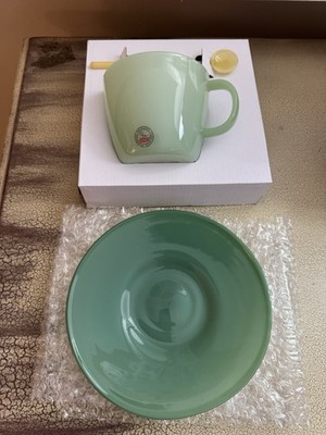 Bodum MoMA Copenhagen Cup & Saucer Set Green Glass 11.6 oz New in Box