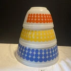3 PYREX Polka Dot Mixing/Nesting Bowls. #s 401, 402 & 403.  Excellent Condition