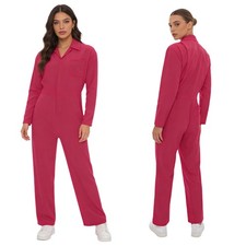 Women's Coveralls Zipper Stretchy Mechanic Work Jumpsuits Overalls With Pockets