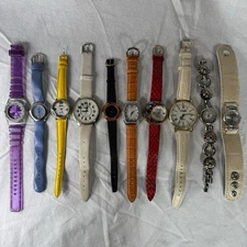 Lot Of 10 Women’s Wrist Watches w/ Bands Colorful 80’s 90’s ~ UNTESTED ~