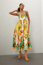 Alemais Lemonis Fruit Linen Maxi Dress Size 2